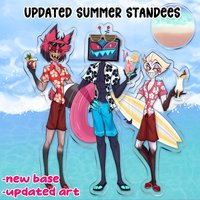 Standing Sign for Hazbin Hotel Summer Drink Alastor Vox Lucifer Acrylic Anime Cartoon Collection Toys Gift for Birthday Gift