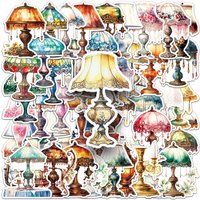 50-100PCS Vintage Table Lamp Graffiti Stickers Watercolor Waterproof Decals for Water Bottle Phone Luggage Journal Desk Decor