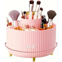 360° Rotating Makeup Organizer, 5 Compartments Cosmetic Brush Lipstick Storage, Desk Caddy for Skin Care Products & Stationery
