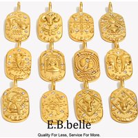 E.B.belle 18K Gold Plated Fashion Twelve Constellations Pendant Charms For Jewelry Making DIY Jewelry Accessories