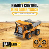 1:64 Mini RC Dump Truck Remote-controlled Alloy Truck 4WD Engineering Vehicle Desktop Toy Model Boy Collection Birthday Gifts