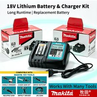 Makita 18V 6.0Ah BL1860B – zestaw narzędzi akumulatorowych z baterią litowo-jonową, wraz z modułem do przechowywania i szybką ładowarką DC18RC, idealny do codziennych prac stolarskich. Wysyłka