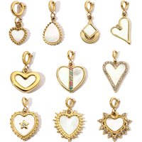 3Pcs/Lot Natural White Shell Stainless Steel Diy Clip On Charms Waterdrop Heart Women Bracelet Necklace Lobster Pendant