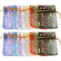 50pcs Multicolor Moon Star Organza Gift Bags Mesh Pouches for Jewelry Wedding Party Candy Packaging Wholesale