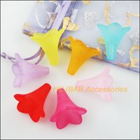 New Mixed Frosted Acrylic Plastic Horn Flower Butterfly Star Heart Spacer Beads & Leaf Charms V150