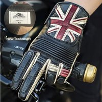 Unisex Retro Genuine Leather Motorcycle Gloves Breathable Protection for Scooter Motocross Driving Touch Screen Compatible