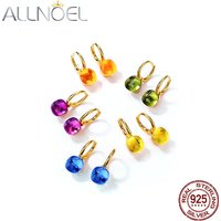 ALLNOEL 925 Sterling Silver Dangling Earrings For Women Green Fuchsia Amethyst Candy Style Party Gift Fine Jewelry Wholesale