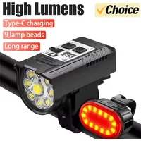 AliExpress NONE KDULIT 9 LED Bicycle Headlight USB Rechargeable Bike Lamp Super Bright Handlebar Lights Outdoor Waterproof Cycling Front Light