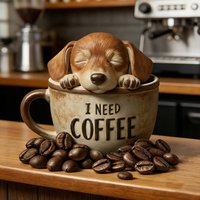 Coffee cup puppy silicone mold, reusable resin mold, clay and gypsum mold, DIY decorative pendant handcrafted mold