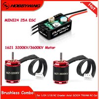 Hobbywing QuicRun WP Mini24 25A w/ 1621 3200KV/3600KV RC Outrunner Motor Combo for 1/24 1/18 RC Crawler Axial SCX24 TRX4M RC Car
