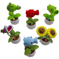 Plants Zombies Hand-Knitted Sunflower for Home Office Ideal Gifts Pea Flower Potted Plant Desk Decor for Friend Table Ornaments