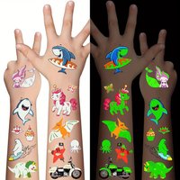 16 Sheets Luminous Kids Temporary Tattoos Mixed Styles Glow in The Dark Tattoos Fake Tattoo Stickers for Boys and Girls