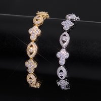 ESKEEM Eye Cross Chain Brass Bracelet 18K Gold Silver Plated Cubic Zircon Hip Hop Jewelry New Design Gift for Men Women