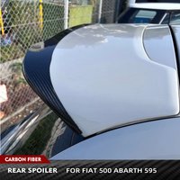 Car Rear Trunk Racing Spoiler for FIAT 500 Abarth 595 2010-2020 Real Carbon Fiber Rear Boot Lid Highkick Spoiler Wing Lip FRP