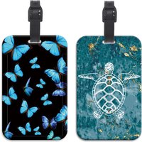 Blue Butterfly Plastics Baggage Tag Sea Turtle Suitcase Backpack Anti-Lost Listing ID Card Holder Fashion Luggage Accessories