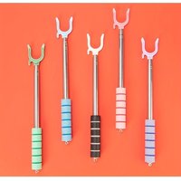 Retractable Telescoping Clothes Hanger Pole With Non-Slip Grip Reach Hook Stick For Closet Laundry Hanging Tool