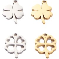 10pcs/lot Mirror Polished Stainless Steel Lucky Flower Charms Hollow Love Heart Flower Pendants for DIY Jewelry Making
