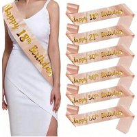 Happy Birthday 18 21 30 40 50th Rose Gold Satin Sash Birthday Party Decoration Tiara Happy Birthday Anniversary Party Supplies