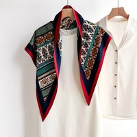 Fashion Printed Square Scarf For Women Soft Imitation Silk Scarves Bandanas Luxury Hijab Neckerchief Elegant Shawl Wraps