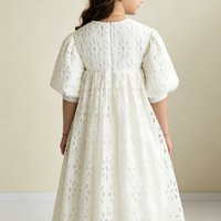 Customized Flower Girl Dress For Wedding Lace Half Sleeve Floor Length High Waist Elegant Kids Birthday First Communion Gown