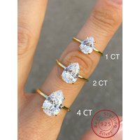 925 Sterling Silver 1-4 CT Zircon Luxury Sparkling Water Drop Shape Ring For Women Engagement Wedding High Quality Fine Jewelry
