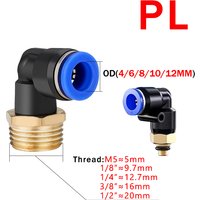 5PCS Pneumatic Air Connector PL 4-6-8-10-12mm Thread 1/8 1/4 3/8 1/2 Trachea Elbow Air Fittings Hose Quick Connectors