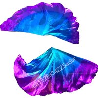 100% Silk Oriental Dance Silk Veils Pair Isis Wings With Stick No Stick Stage Performance Props Tie Dye Half Circle Customized