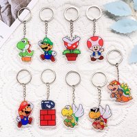 1/9Pcs Anime Super Mario Bros. Keychain Acrylic Keyrings Bag Charms Cute Backpack Pendant Funny Prop Decoration Friends Gifts
