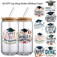 9pcs Graduation Season 2026 Greetings Uv Cup Wraps Transfer Sticker For Glass Can Bottle Gift Decoration Sticker Students