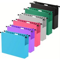 6 Pcs Plastic Oversized Hanging Folders Letter Size, Reinforced Hanging Folders, Expandable Design on Both Sides