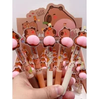 2Pcs capybara gel pens, with novelty decompression toys, quick drying black ink push pen, suitable for study and office