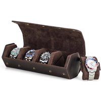 RetroCrazy Horse Cowhide Hexagonal Mechanical Watch Storage Box Genuine Leather Portable Anti-drop Watch Four-position Watch Box