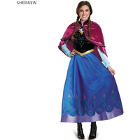 Frozen Anna Princess Long Dress Adults Snow Queen Elsa Cosplay Costume Fairy Tale Party Dresses For Women Carnival Fancy Dress