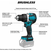 For Makita 13mm Chuck 18V LXT® Lithium-Ion Compact Brushless Cordless 1/2" Hammer Driver-Drill High Torque Electric Screwdriver