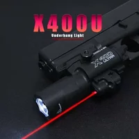 7V-New style x400 and X300 LED Scout Light For Pistol Fit 20mm Rail Airsoft Hanging Hunting Flashlight With laser light