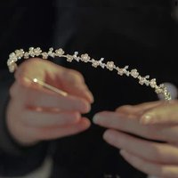 AWAYTR Elegant Pearl Rhinestone Flower Hairbands Headband Women Girls Hair Head Hoop Band Accessories