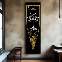 E-Elven Ring Flag Of Gondor Black And Gold Medieval-Style Walls With Flags Hanging On Them Home Furnishing Elegant Long Tapestry