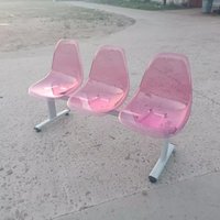 Three-person transparent plastic row chair Square waiting Hospital bench Station row Stainless steel outdoor