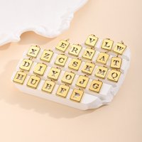 CARLIDANA 3PCS Stainless Steel Gold Plated 26 Letters Alphabet Pendant Jewelry DIY Square Hollow Accessories Initial Charm