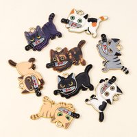 10pcs 29*17mm Halloween Creepy Bloody Knife Cat Charms Pendants for Necklaces Earrings DIY Halloween Night Jewelry Accessories