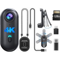 4K Mini Body Camera 1080P Wearable Camera 128GB Portable Video Recorder Camcorder Helmet Mount Vlogging With Rotatable Clip