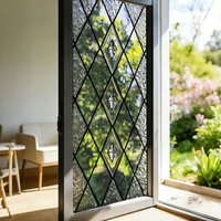 Printed Stained Glass Static Cling Decorative Window Film Geometric Floral Pattern Frosted Glass Sticker for Home Door