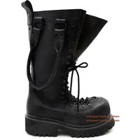 Bottes pour hommes en cuir noir à semelle épaisse Bottines décontractées à bout rond, chaussures de créateur de luxe, nouveautés tendance, bottes pour hommes faites à la main