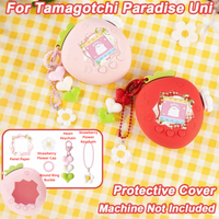 Silicone Protective Cover with Panel Paper Cute Red Pink Strawberry Decorative Cover Knob Cover For Tamagotchi Paradise Uni