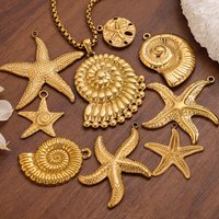 5pcs Stainless Steel Starfish Spiral Star Gold Color Charms for DIY Necklace Earring Jewelry Making Materials Crafts Wholesale