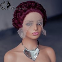 Pixie Cut Wig High Quality 13x4x1 Lace Front Wig Kinky Curly Bob Brazilian Colored Human Hair Wig For Women Pre Plucked