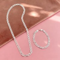 Exquisite 925 Sterling Silver 6MM chain Necklace Bracelet Affordable Jewelry set for Women Men fashion Wedding Anniversary Gifts