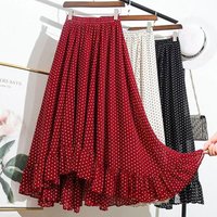 Spring Summer New Elastic Waist Chiffon Dot Irregular Trend Half Skirt Vintage Loose Midi Skirt Casual Fashion Women Clothing