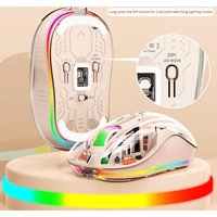 New Fully Transparent Mouse Bluetooth Wireless Tri-mode Mute Led Lamp Type-c Mice 2400dpi Intelligence Office Gift