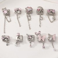 Cute Bow Moon Heart Butterfly Cherry Shell Crystal Italian Charm Fit 9mm Stainless Steel Bracelet Couple DIY Valentine's Gift